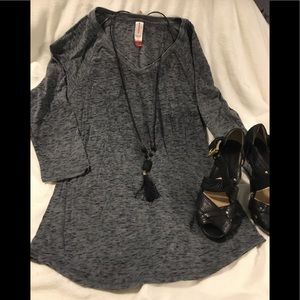 Grey & Black marble print top 3/4 sleeves